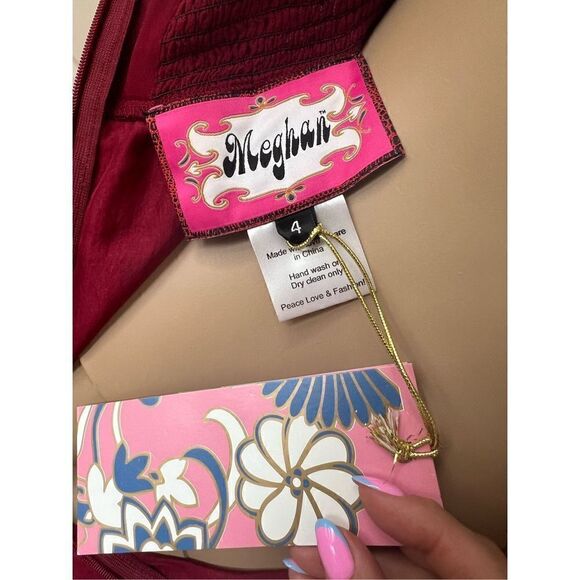 NWT Meghan Fabulous Silk Halter Flower Corsage  Boho Dress - Picture 10 of 11